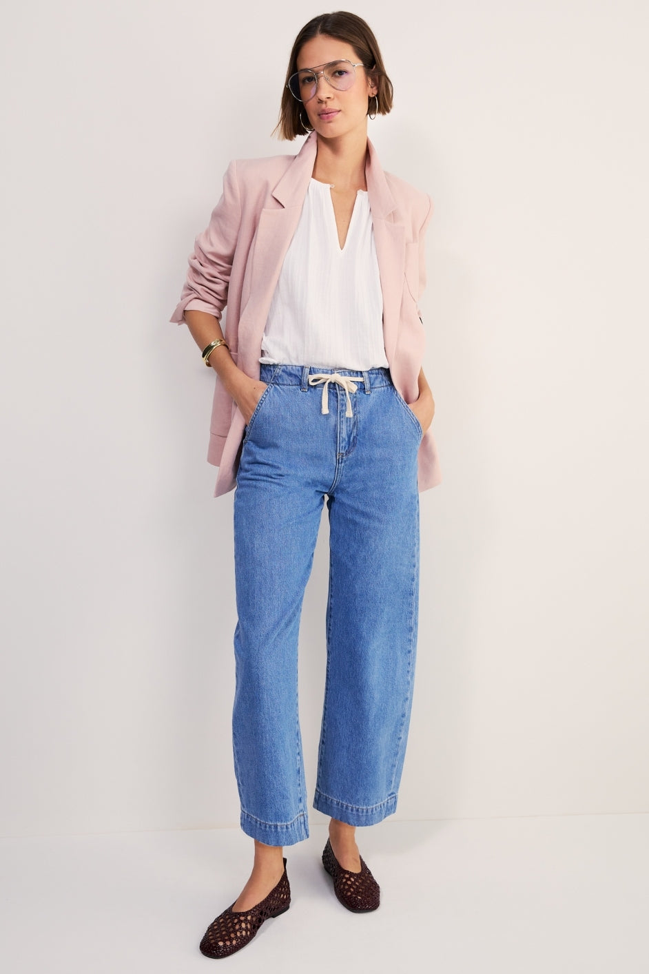 Camille Tie Horseshoe Jean - Light Wash