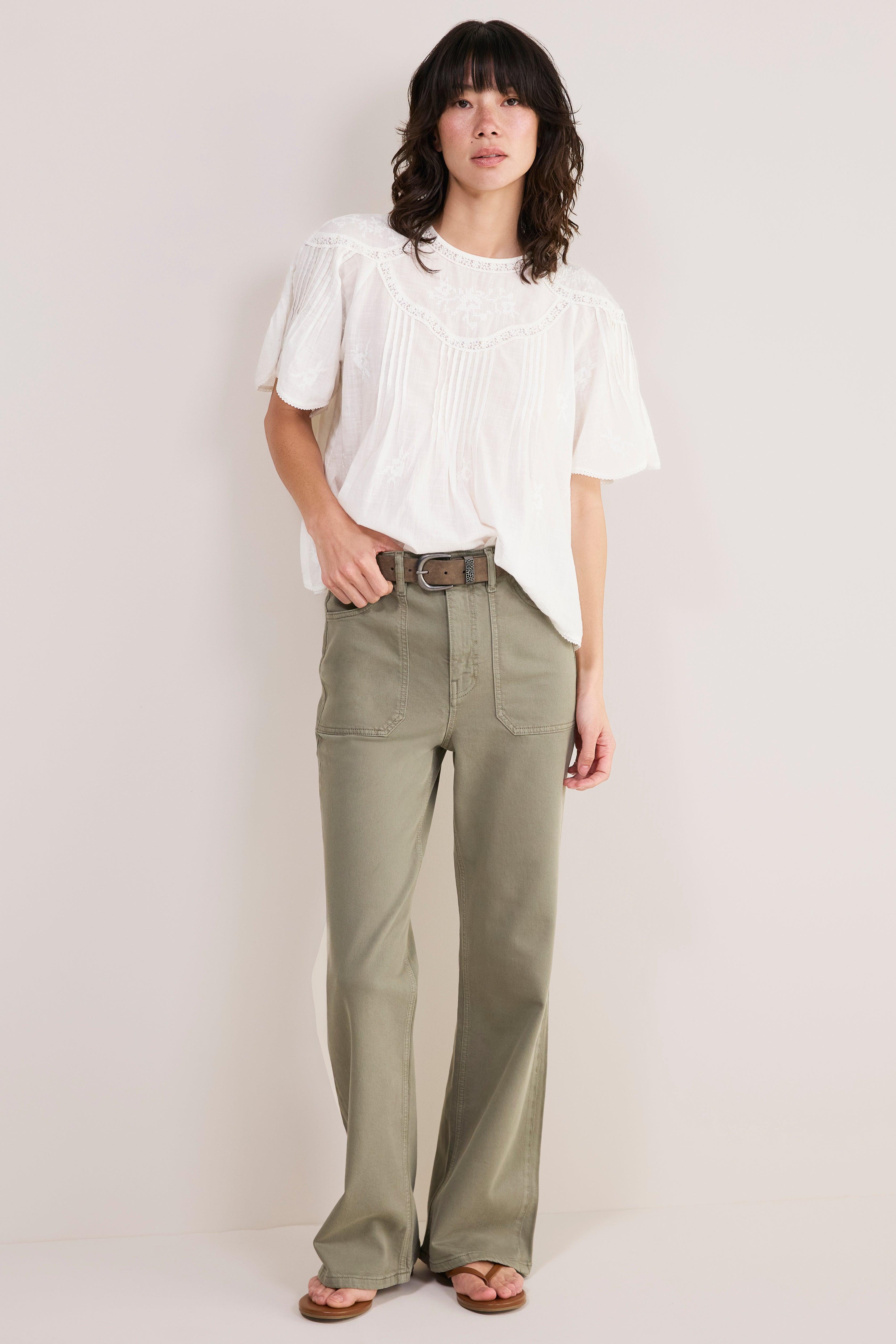 Flossie Flare Jean - Soft Khaki