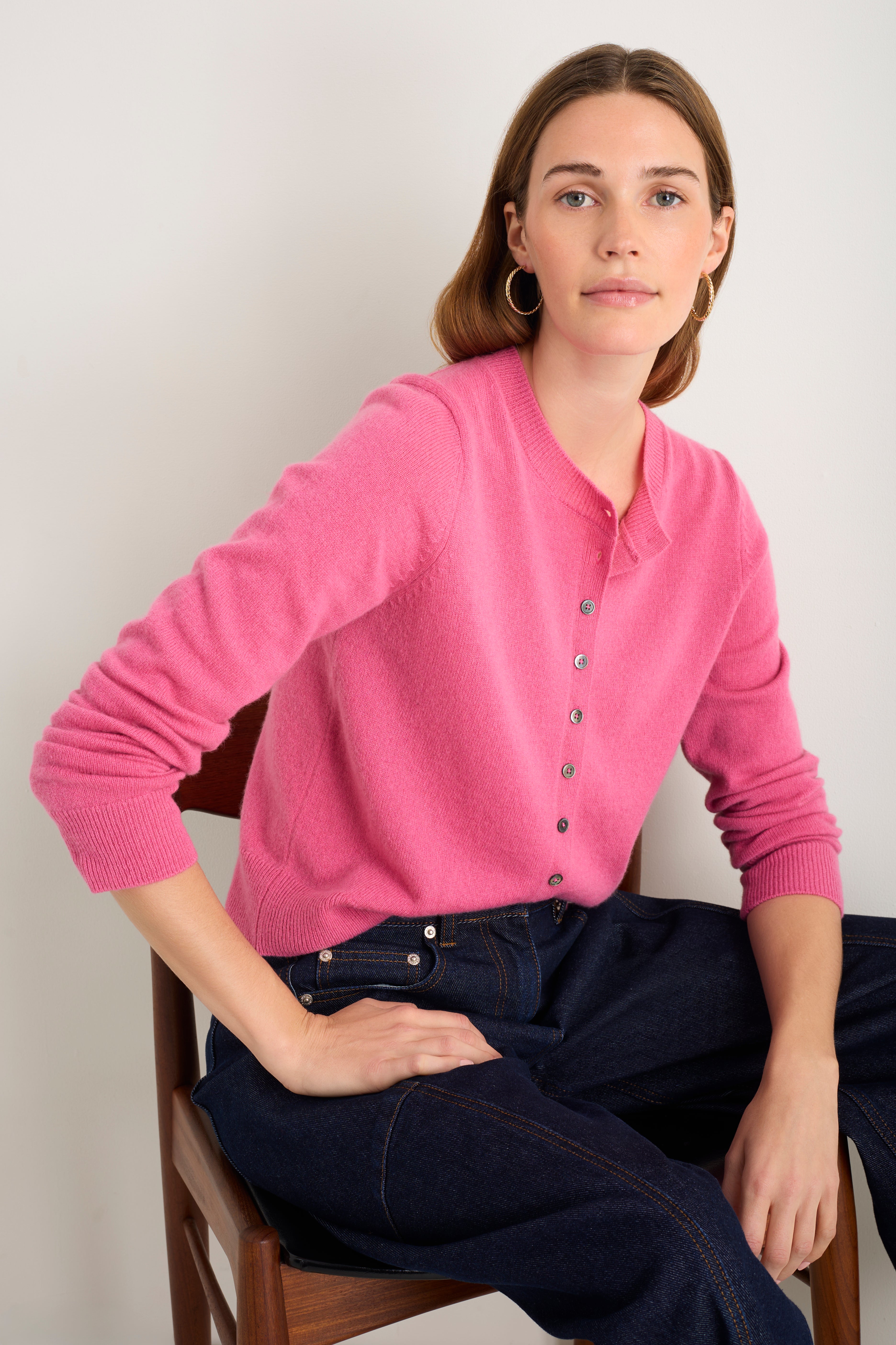 Katie Cashmere Cardigan - Pink
