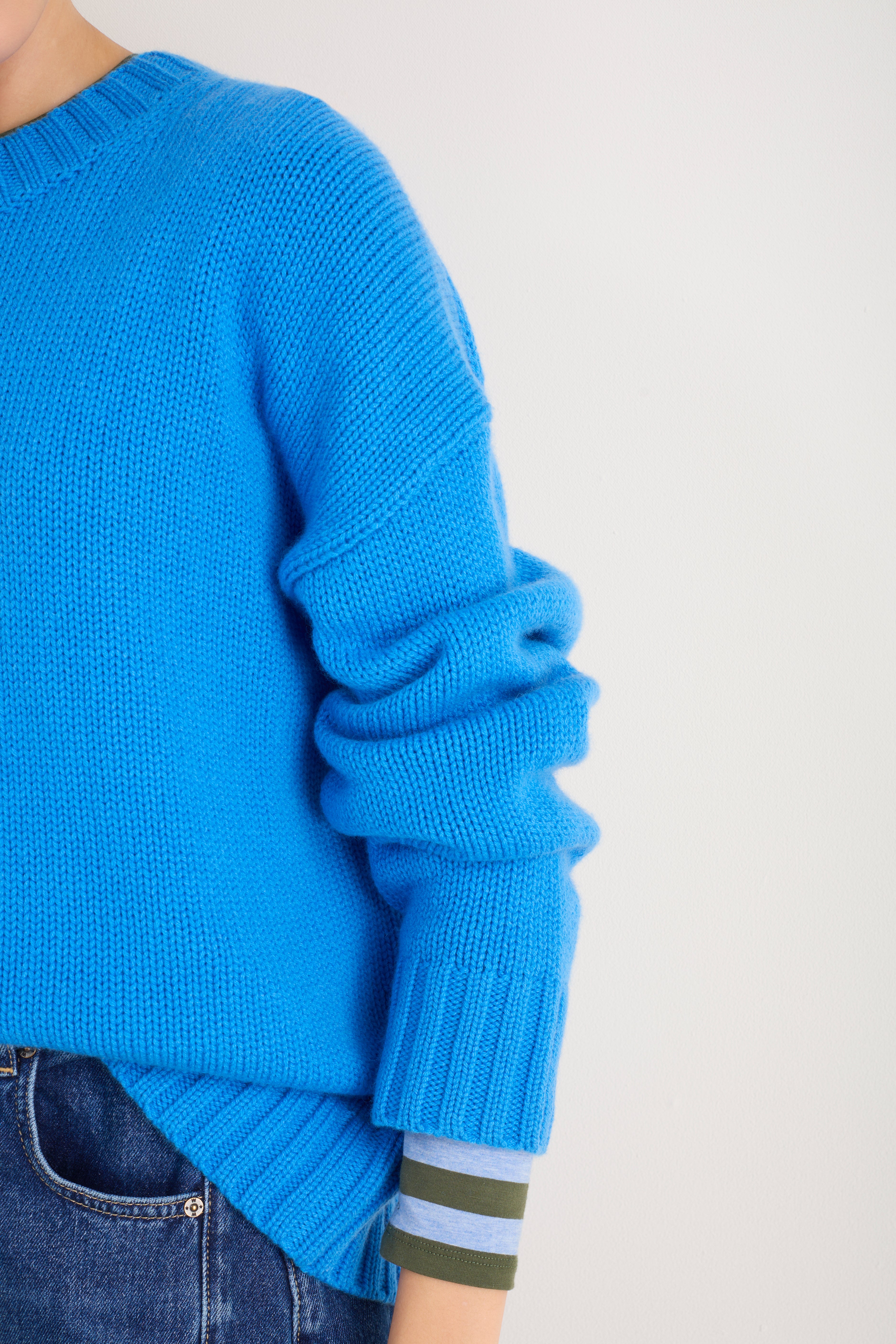 Liana Chunky Crew Neck Jumper - Azure Blue