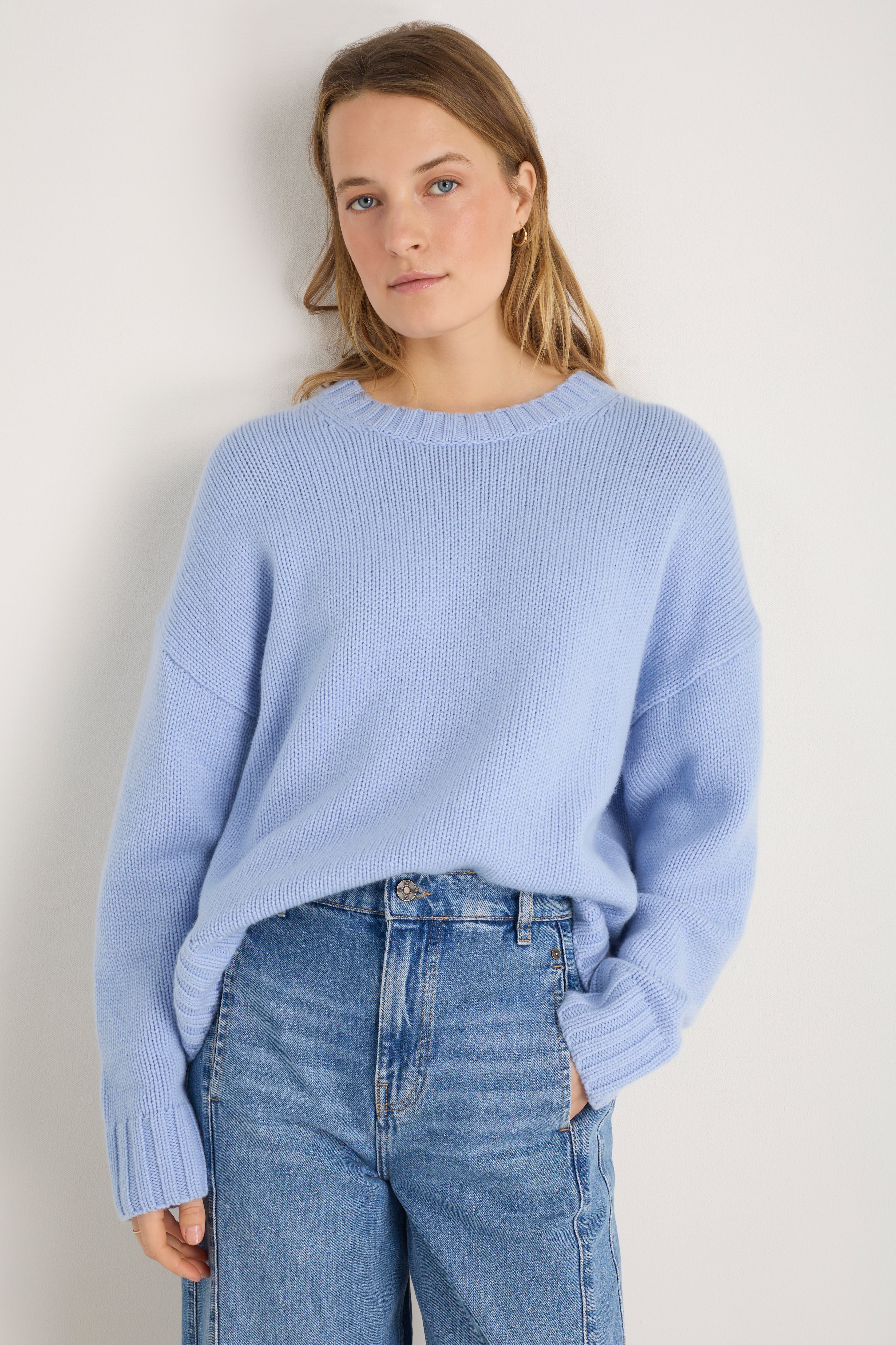 Liana Chunky Crew Neck Jumper - Sky Blue