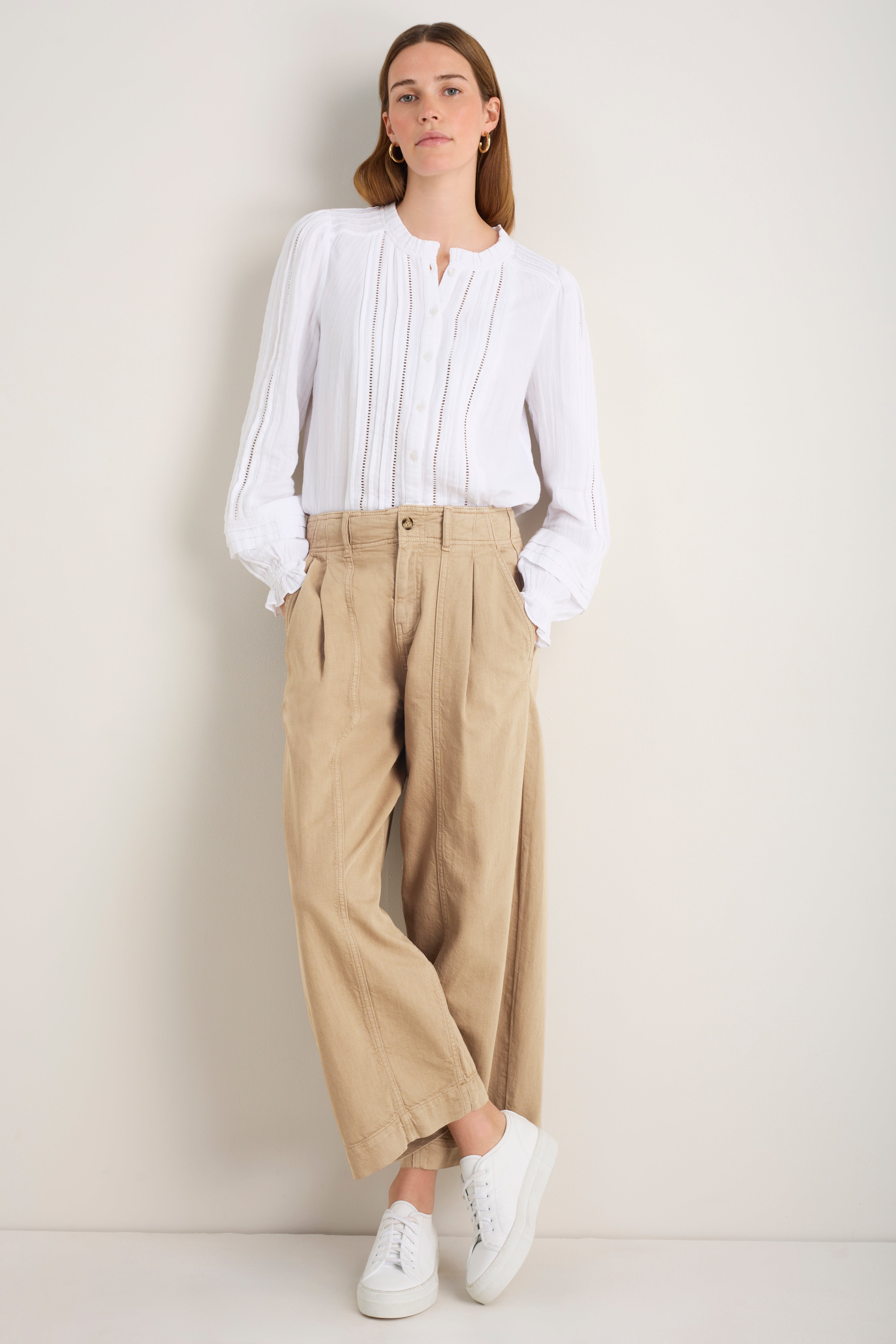 Phoebe Pleat Front Trouser - Dark Oat