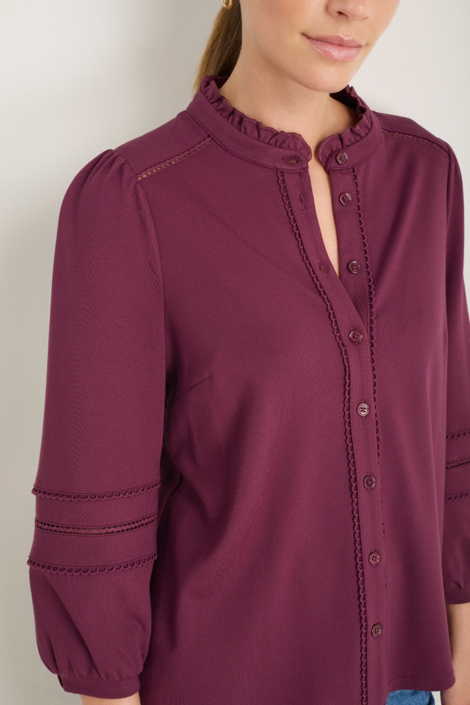 Phoebe Ponte Top - Deep Fig