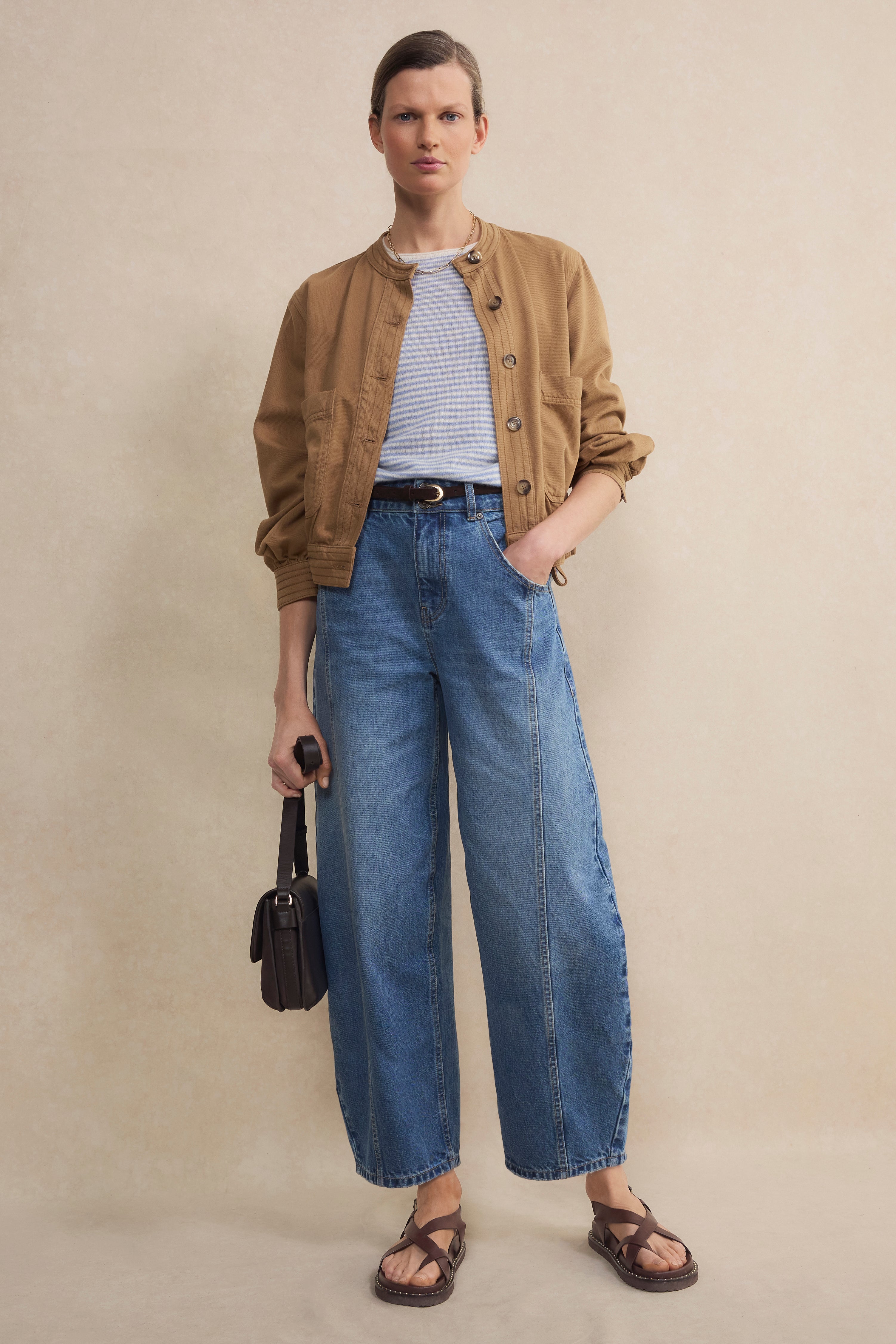 Ginny Seam Detail Barrel Jean - Mid Wash