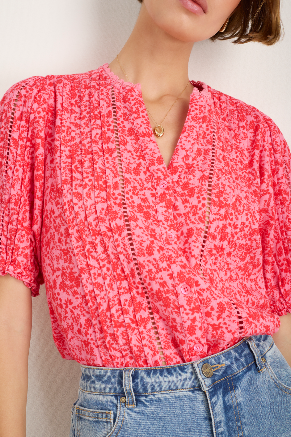 Melissa Blouse - Perfect Pink Daisy Floral